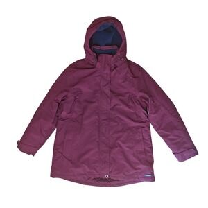 Lands' End Squall Parka Women XL 18 Burgundy Waterproof Fleece Lined Hood Jacket